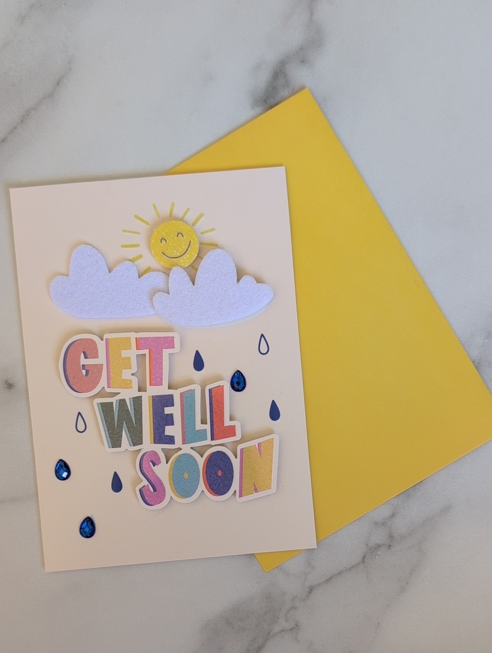 Get Well Soon Card with Yellow Envelope